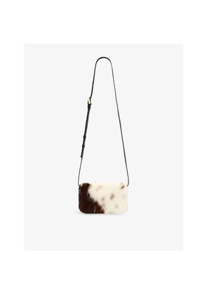 Womens Allsaints Maeve Cow-Print Leather Cross-Body Bag