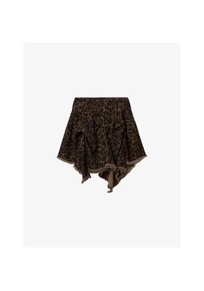 Womens Allsaints Crissy Leopard-Print Denim Mini Skirt