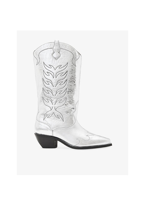 Womens Allsaints Dolly Metallic-Leather Heeled Knee-High Boots