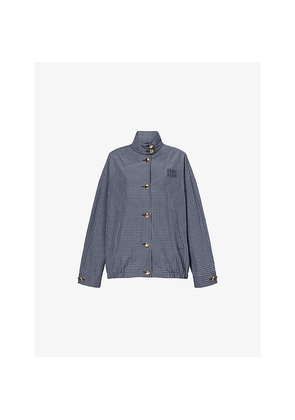 Womens Miu Miu Brand-Appliqué Checked Cotton Jacket