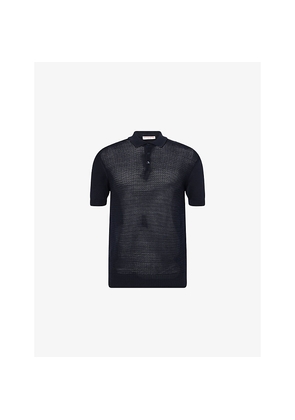 Mens Orlebar Brown Burnham Textured-Pattern Cotton-And-Silk Polo Shirt