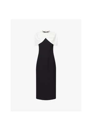Womens Roland Mouret Crystal-Embellished Cape-Sleeve Crepe Midi Dress