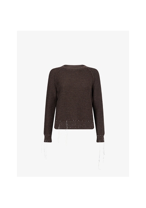Womens Maison Margiela Loose-Threads Raglan-Sleeve Wool-Blend Jumper