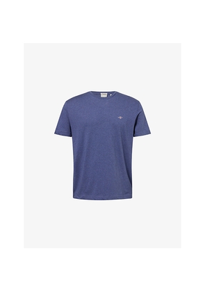 Mens Gant Shield Embroidered-Logo Cotton T-Shirt