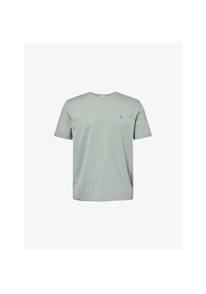 Mens Gant Shield Embroidered-Logo Cotton T-Shirt