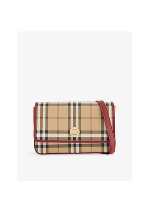 Womens Burberry Hampshire Check Coated Canvas Top-Handle Bag