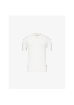 Mens Orlebar Brown Horton Textured-Pattern Cotton-And-Silk Polo Shirt