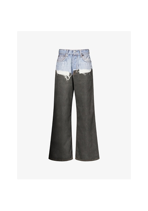 Womens Acne Studios Pinstripe-Print Wide-Leg Denim Jeans