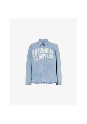 Mens Billionaire Boys Club Faded Logo Long-Sleeve Denim Shirt