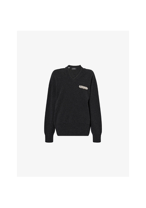 Womens Simone Rocha Jewel-Embellished Merino Wool-Blend Jumper