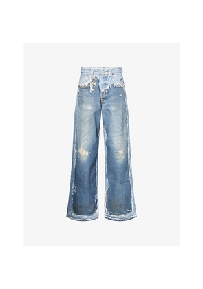 Womens Acne Studios Graphic-Print Wide-Leg Denim Jeans