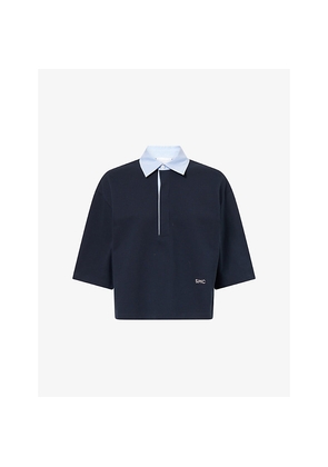 Womens Stella Mccartney Cropped Initial-Embroidery Cotton-Piqué T-Shirt