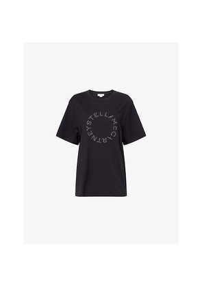 Womens Stella Mccartney Stud-Logo Boyfriend Cotton-Jersey T-Shirt