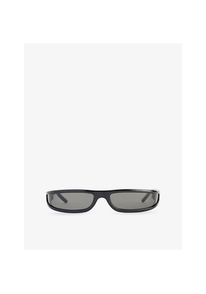 Mens Rick Owens Fog Rectangular-Frame Acetate Sunglasses