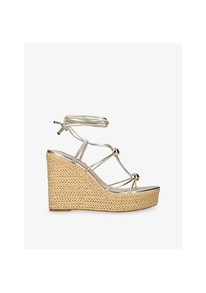 Womens Steve Madden Tulym Faux-Leather Wedge Sandals