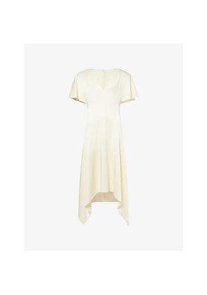 Womens Stella Mccartney V-Neck Short-Sleeve Satin Midi Dress