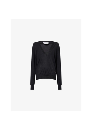 Womens Stella Mccartney Embroidered V-Neck Fine-Knit Wool Jumper