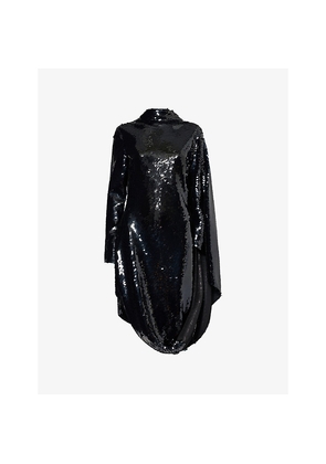 Womens Stella Mccartney Long-Sleeve Sequin Draped Woven Mini Dress