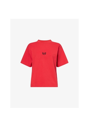 Womens Balenciaga Logo-Embroidered Round-Neck Cotton T-Shirt