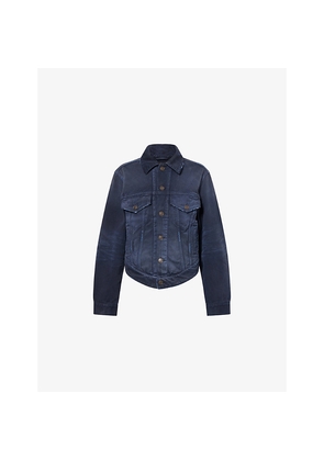 Womens Balenciaga Curved-Waistband Denim Jacket