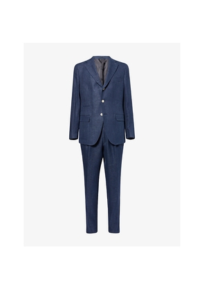 Mens Eleventy Peak-Lapel Tapered-Leg Woven Suit