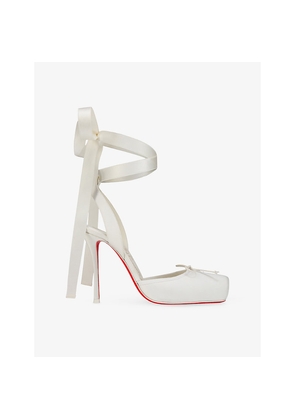Womens Christian Louboutin Cassia 100 Lace-Up Satin Pumps