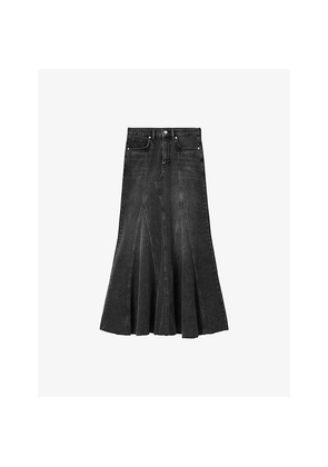 Womens Allsaints Alma High-Rise Stretch-Denim Maxi Skirt