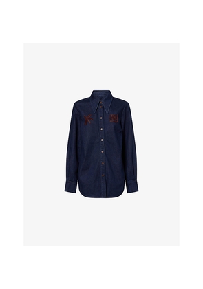 Womens Alemais Delany Embroidered Denim Shirt