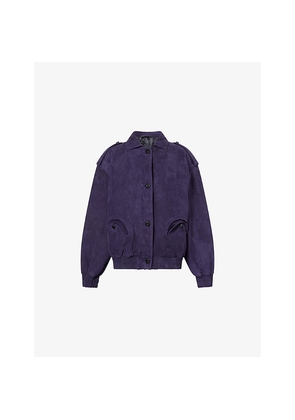 Womens Blaze Milano Charlie Oversized Suede Bomber Jacket