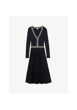 Womens Reiss Gaia Pleated Knitted Midi Dress