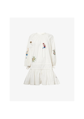 Womens Alemais Carmine Embroidered Cotton Mini Dress