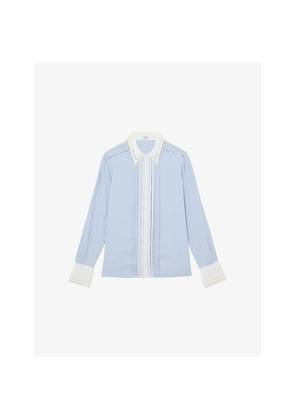 Womens Reiss Luma Tipped Long-Sleeve Woven Shirt