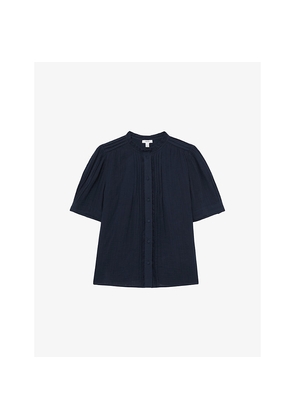 Womens Reiss Aurelia Frill-Neck Cotton-Muslin Top