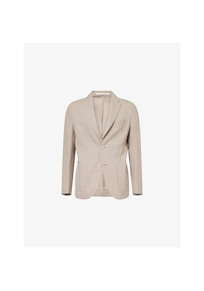 Mens Eleventy Notch-Lapel Patch-Pocket Wool-Blend Jacket