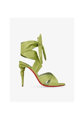 Womens Christian Louboutin Affabula Lace-Up 100 Silk-Taffeta Heeled Sandals