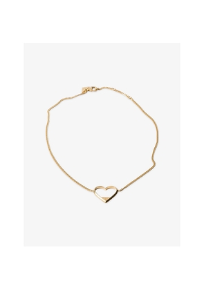 Prada Triangle-Logo Heart Pendant Metal Necklace