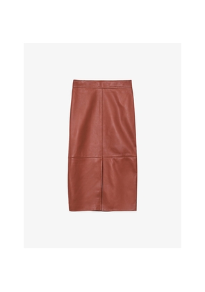 Womens Reiss Miley High-Rise Leather Midi Skirt