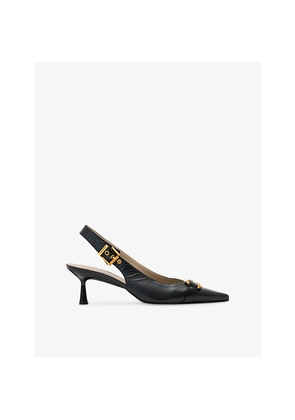 Womens Allsaints Hera Leather Heeled Sling-Back Courts