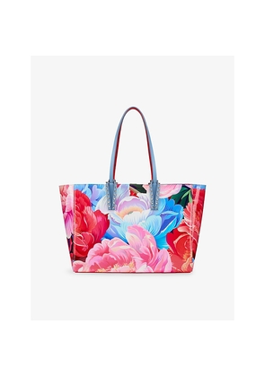 Womens Christian Louboutin Cabata Peonies Soft Small Patent-Leather Tote Bag