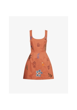 Womens Alemais Dusty Embroidered Cotton Mini Dress