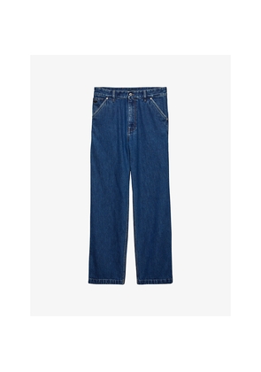 Mens Prada Triangle-Logo Light Denim Cargo Jeans