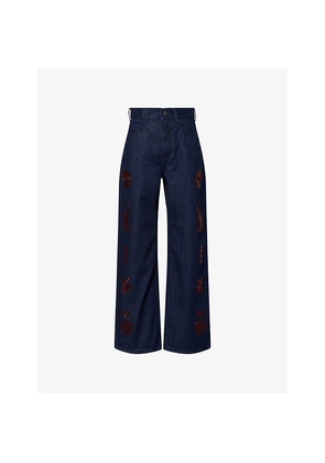 Womens Alemais Delany Embroidered Denim Jeans