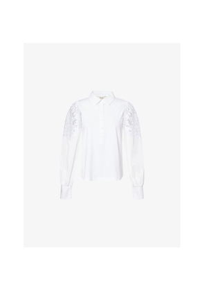 Womens Me And Em Lace-Insert Swing Cotton and Modal-Blend Top