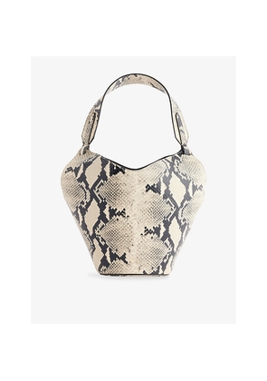 Womens Khaite Lotus Mini Python-Embossed Leather Tote Bag