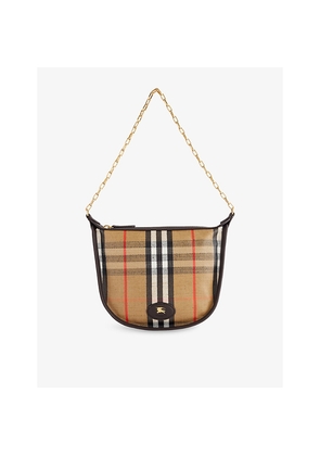 Womens Burberry Mini Highlands Chain Canvas Shoulder Bag