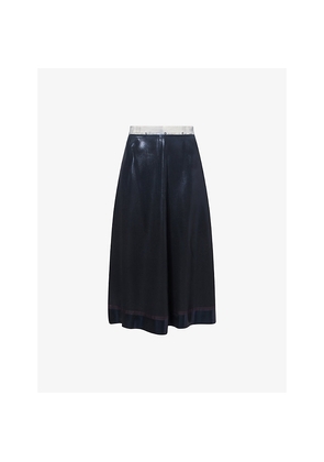 Womens Maison Margiela Foil-Treated Silk-Blend Midi Skirt