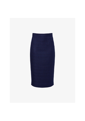 Womens Roland Mouret Split-Vent Boucle-Knit Midi Skirt