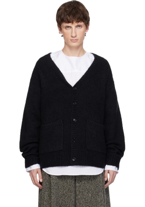 Dries Van Noten Black Alpaca & Merino Wool Cardigan
