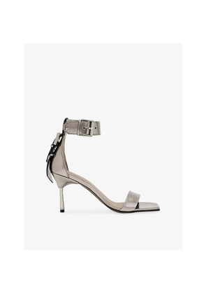 Womens Allsaints Noir Leather Heeled Sandals