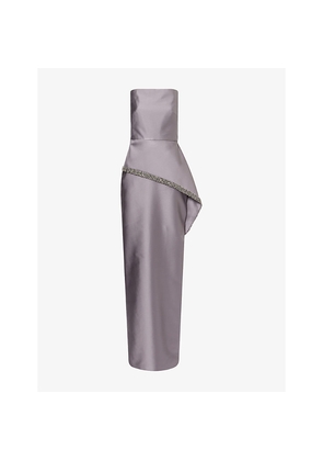Womens Roland Mouret Square-Neck Jewel-Embellished Satin Gown